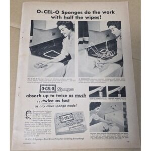 Vintage 1954 O-CEL-O Sponges Print Ad Betty Crocker General Mills Kitchen Decor